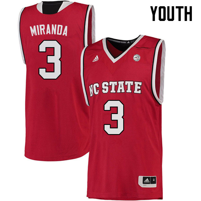 Youth #3 Isaiah Miranda NC State Wolfpack College Basketball Jerseys Sale-Red - Click Image to Close